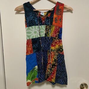 Peaceful People Tank Top Childs Dress Boho Hanki Patchwork Hand Dyed Hippie 10